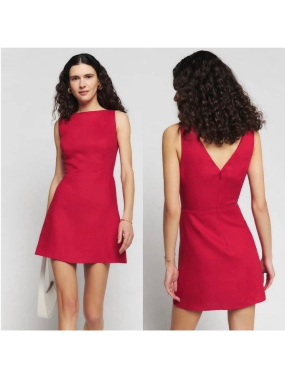 Reformation Zenni Red Linen Mini Dress